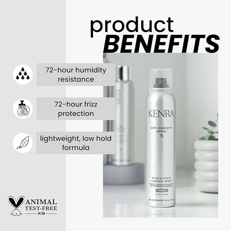 Kenra Anti-Humidity Spray 5 | Frizz & Static Control Spray |72-Hour Humidity Resistance & Protection | Lightweight, Low Hold Formula | Thermal Protection - Image 2