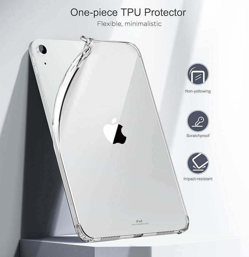 MoKo Clear Case for iPad (A16) 11th Generation 2025 11-inch/10th Generation 2022 10.9 inch, Lightweight Soft TPU, Anti-Scratch Ultra Slim Protective Tablet Cover, Shockproof Impact Resistant, Clear - Image 3