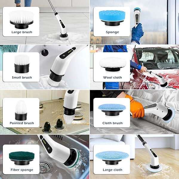 Bomves Electric Spin Scrubber, Cordless Cleaning Brush Scrubber for Home, 8 Replaceable Brush Heads-90Mins Work Time, 3 Adjustable Size, 2 Speeds for Bathroom Shower Bathtub Glass Car - Image 6