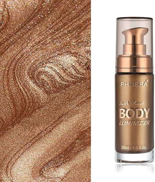 Body Shimmer Oil, Glistening Bronze Natural Glow Luminizer, Long Lasting Moisturizing Liquid Illuminator Highlighter Makeup for a Sun-Kissed Glow, Brush Include, 1oz, Medium - Image 3