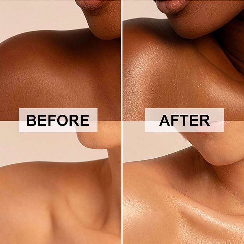 Body Shimmer Oil, Glistening Bronze Natural Glow Luminizer, Long Lasting Moisturizing Liquid Illuminator Highlighter Makeup for a Sun-Kissed Glow, Brush Include, 1oz, Medium - Image 5