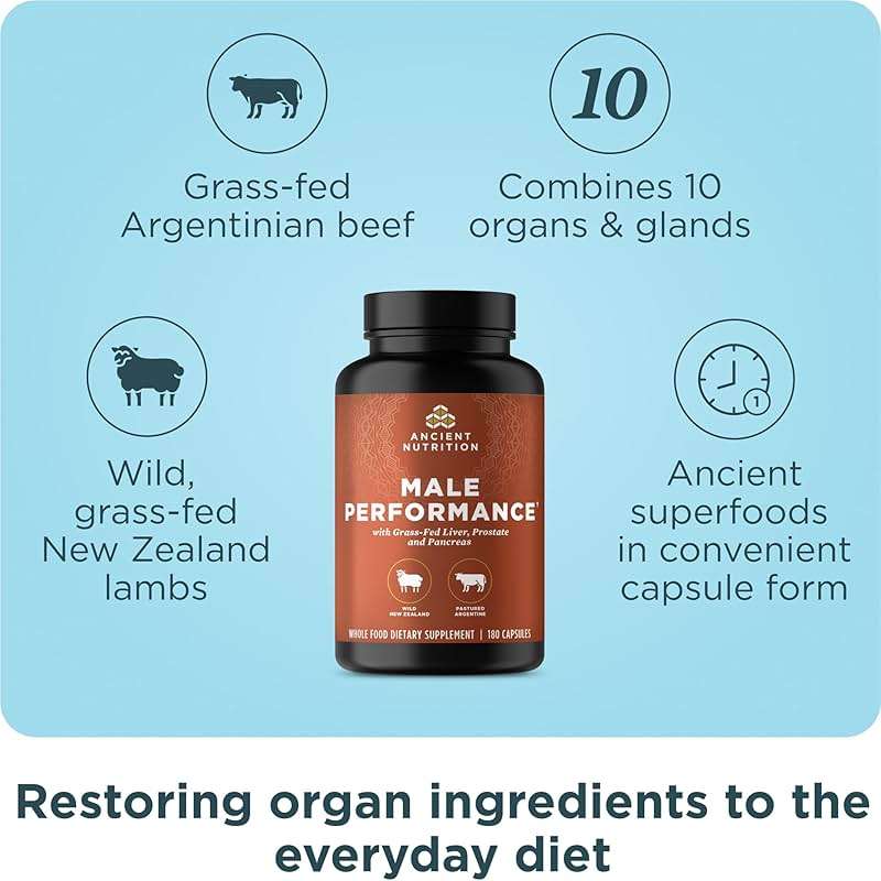 Ancient Nutrition Organ Supplements for Men, Grass-Fed and Wild Organ Complex Capsules, Liver, Prostate, Pancreas Supports Male Performance, Healthy Aging, 180 Ct - Image 3
