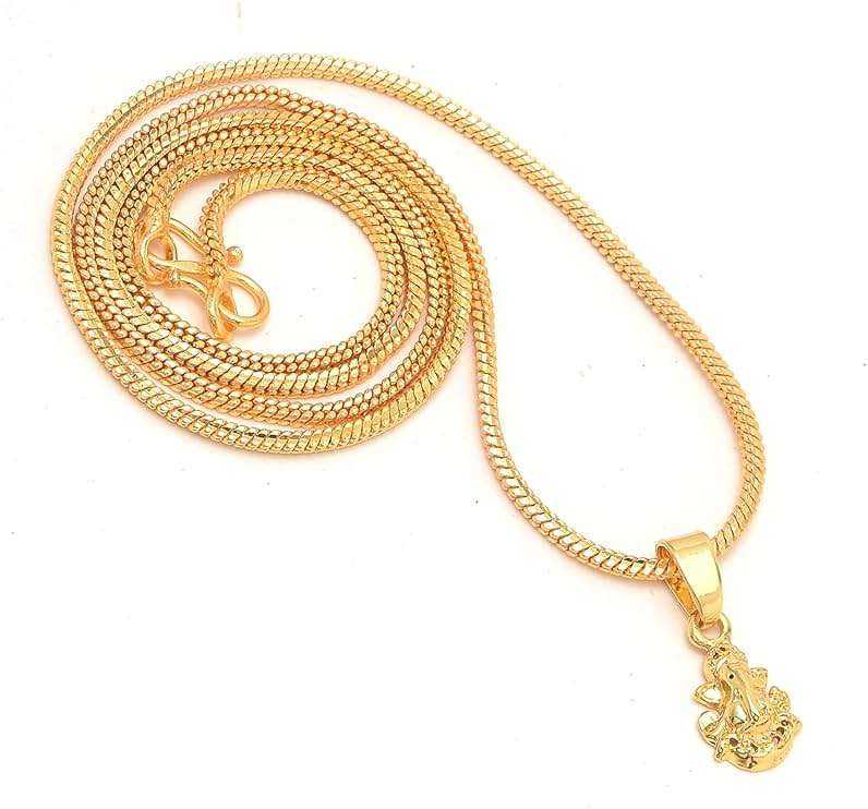 JewarHaat Indian Gold Plated Pendant Locket With Gold Plated Chain Daily Use Fashion Jewelry for Men and Women (Ganesh) - Image 2