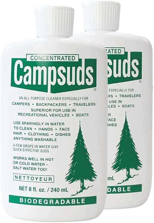 Sierra Dawn Outdoor Soap - Premium Biodegradable Camping & Backpacking Essential - All-Purpose Natural Soap for Dishes, Clothes & Personal Care - Trusted by Outdoor Enthusiasts, 8 Ounce, 2 Bottles - Image 1