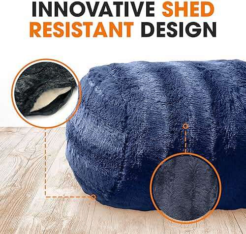 Cheer Collection Faux Fur Bolster Pillows – Soft Decorative Cylinder Pillows for Bed or Couch, Machine Washable – 8” x 24”, Set of 2, Blue - Image 6