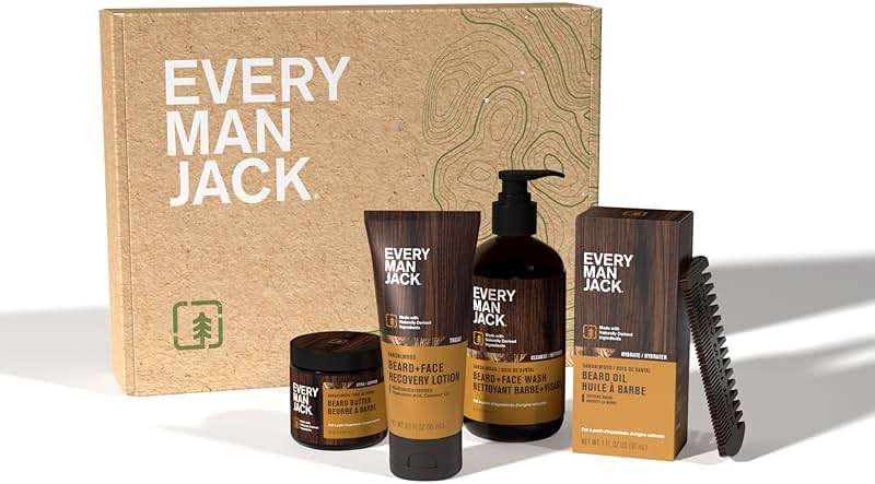 Every Man Jack Beard Essentials Gift Set for Men – Complete Routine with 5 Full-Size Essentials – Sandalwood Scent - Beard & Face Wash, Lotion, Oil, Butter & Comb - Image 10