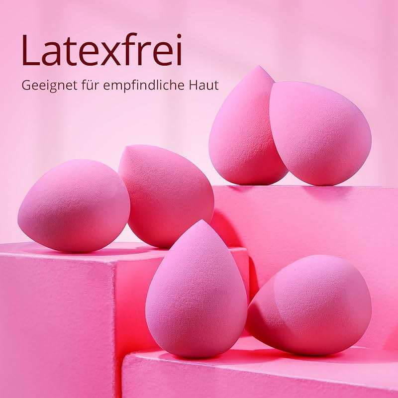BEAKEY Super Soft Makeup Sponge Set of 6, Makeup Sponges for Foundation, Liquid, Cream and Powder, Pink Beauty Sponge for Blending, 0 Latex Blender - Image 2
