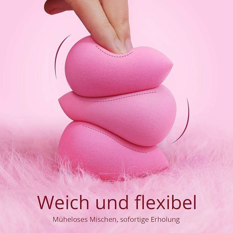BEAKEY Super Soft Makeup Sponge Set of 6, Makeup Sponges for Foundation, Liquid, Cream and Powder, Pink Beauty Sponge for Blending, 0 Latex Blender - Image 3