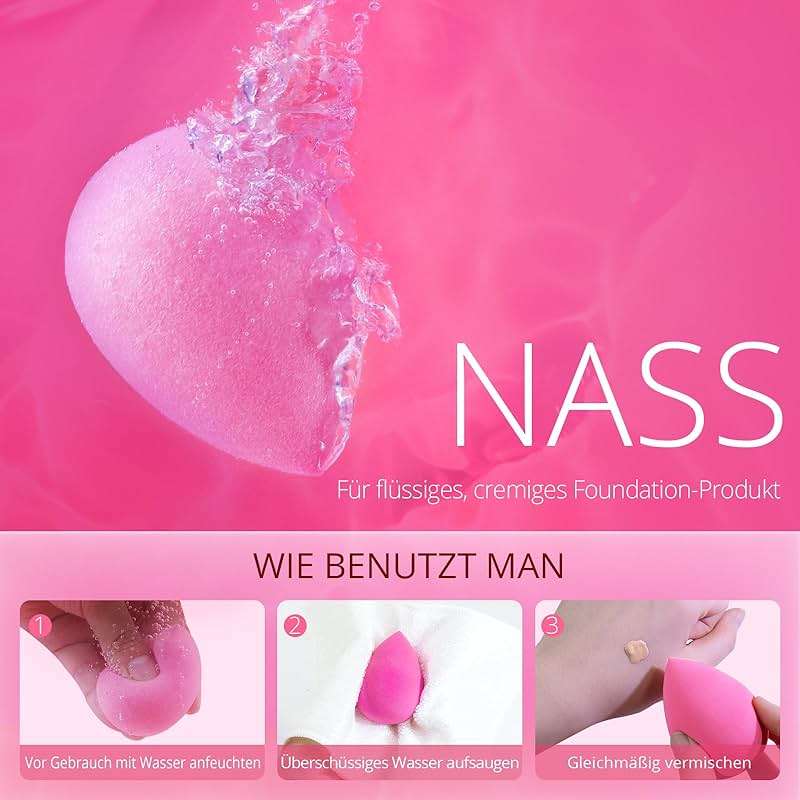 BEAKEY Super Soft Makeup Sponge Set of 6, Makeup Sponges for Foundation, Liquid, Cream and Powder, Pink Beauty Sponge for Blending, 0 Latex Blender - Image 4