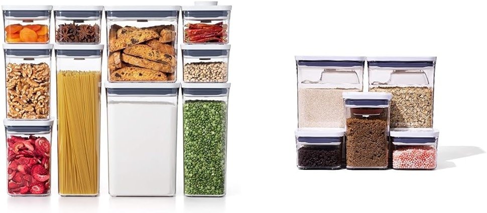 OXO Good Grips 10-Piece POP Container Set (White) and 8-Piece Baking Essentials POP Container Set (White) - Product Image