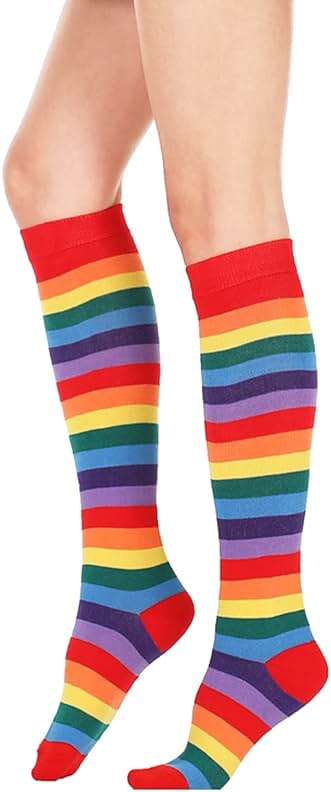 DOOVID Casual Knee High Socks for Women Tube Socks Elasticity Athletic Socks Thin Stripe Knee High Stockings - Image 1