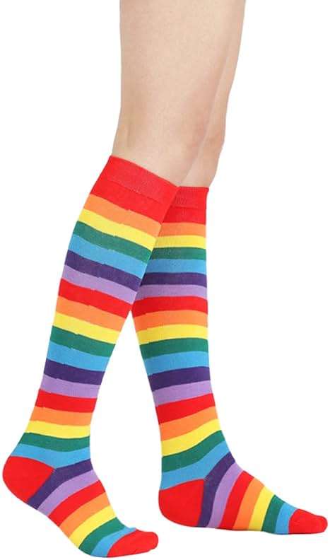 DOOVID Casual Knee High Socks for Women Tube Socks Elasticity Athletic Socks Thin Stripe Knee High Stockings - Image 3