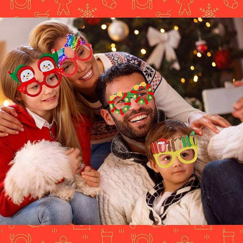 Thuodo 24Pcs Christmas Glasses Glitter Party Decorations Eyeglasses Frames, Costume Eyeglasses for Christmas Parties Holiday Favors Photo Booth Novelty Glasses Cosplay (One Size Fits All) - Image 6