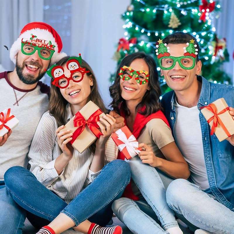 Thuodo 24Pcs Christmas Glasses Glitter Party Decorations Eyeglasses Frames, Costume Eyeglasses for Christmas Parties Holiday Favors Photo Booth Novelty Glasses Cosplay (One Size Fits All) - Image 7
