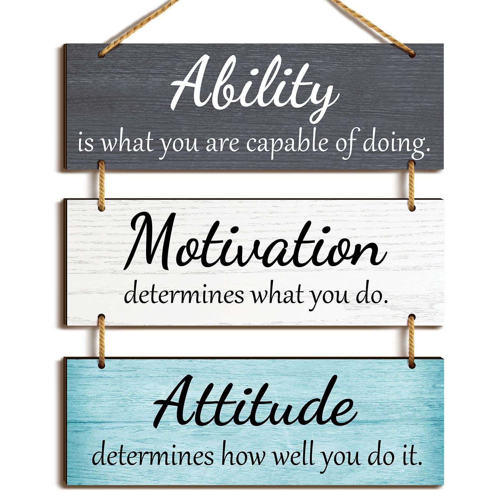 Jetec Office Wall Decor Inspirational Motivational Plaques with Sayings Rustic Wooden Hangings Ability Sign for Coworker Home Christmas Gift Office Artwork Decoration(Fresh Color) - Image 1