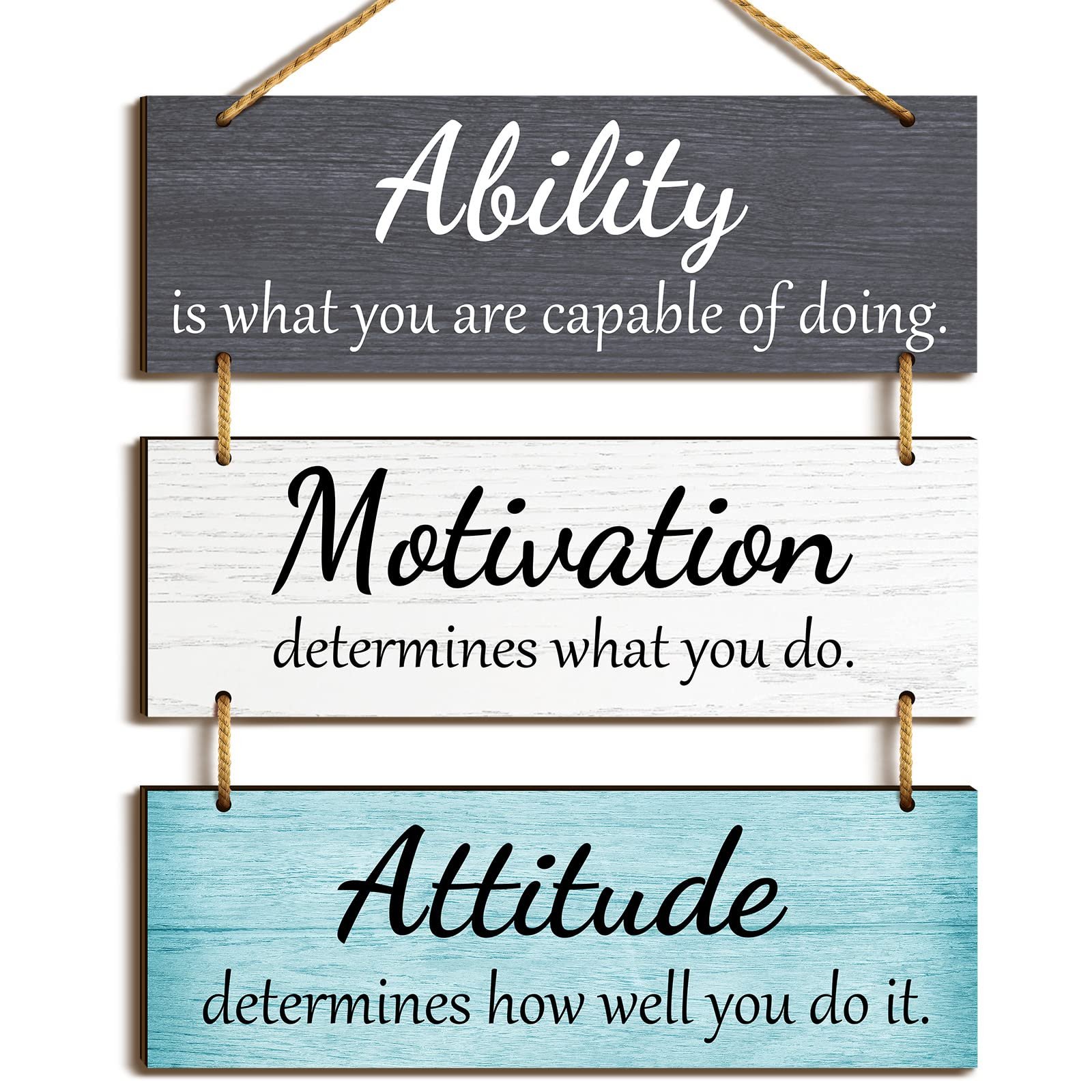 Jetec Office Wall Decor Inspirational Motivational Plaques with Sayings Rustic Wooden Hangings Ability Sign for Coworker Home Christmas Gift Office Artwork Decoration(Fresh Color) - Product Image