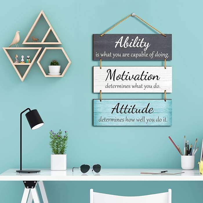Jetec Office Wall Decor Inspirational Motivational Plaques with Sayings Rustic Wooden Hangings Ability Sign for Coworker Home Christmas Gift Office Artwork Decoration(Fresh Color) - Image 2