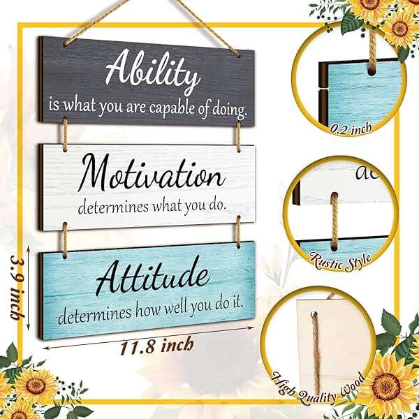Jetec Office Wall Decor Inspirational Motivational Plaques with Sayings Rustic Wooden Hangings Ability Sign for Coworker Home Christmas Gift Office Artwork Decoration(Fresh Color) - Image 3