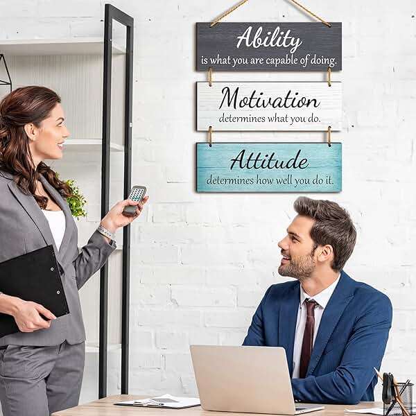 Jetec Office Wall Decor Inspirational Motivational Plaques with Sayings Rustic Wooden Hangings Ability Sign for Coworker Home Christmas Gift Office Artwork Decoration(Fresh Color) - Image 4