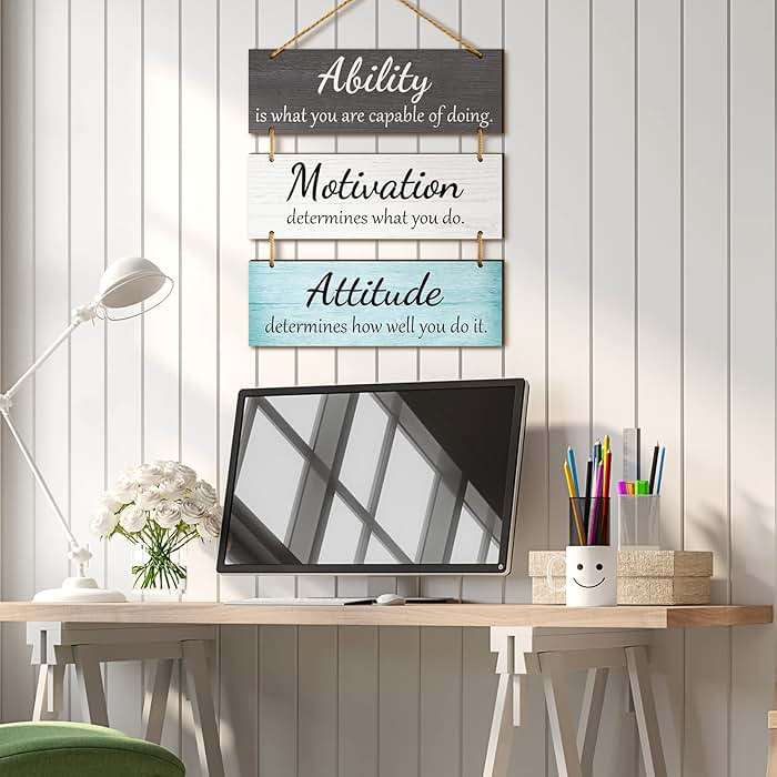 Jetec Office Wall Decor Inspirational Motivational Plaques with Sayings Rustic Wooden Hangings Ability Sign for Coworker Home Christmas Gift Office Artwork Decoration(Fresh Color) - Image 5