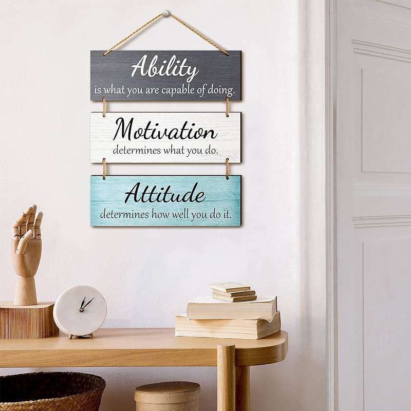 Jetec Office Wall Decor Inspirational Motivational Plaques with Sayings Rustic Wooden Hangings Ability Sign for Coworker Home Christmas Gift Office Artwork Decoration(Fresh Color) - Image 6