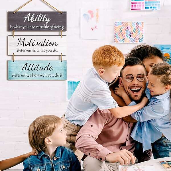 Jetec Office Wall Decor Inspirational Motivational Plaques with Sayings Rustic Wooden Hangings Ability Sign for Coworker Home Christmas Gift Office Artwork Decoration(Fresh Color) - Image 7