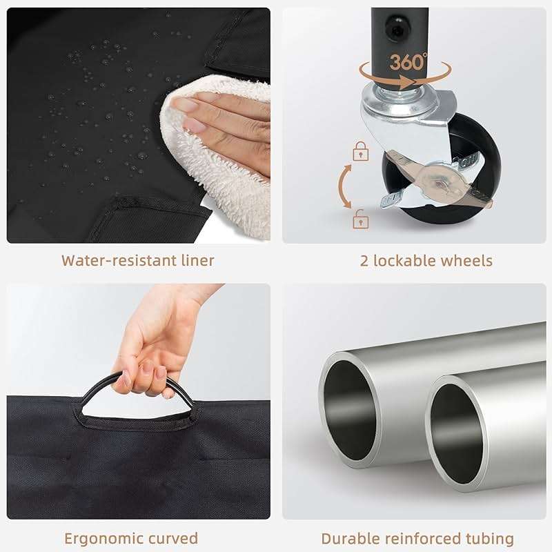 STORAGE MANIAC 3 Section Laundry Sorter, 35.9 Gal (136 L) Laundry Hamper Cart with Heavy Duty Rolling Lockable Wheels and Removable Bags, Clothes Organizer Basket Clothes Separator Hamper, Black - Image 6