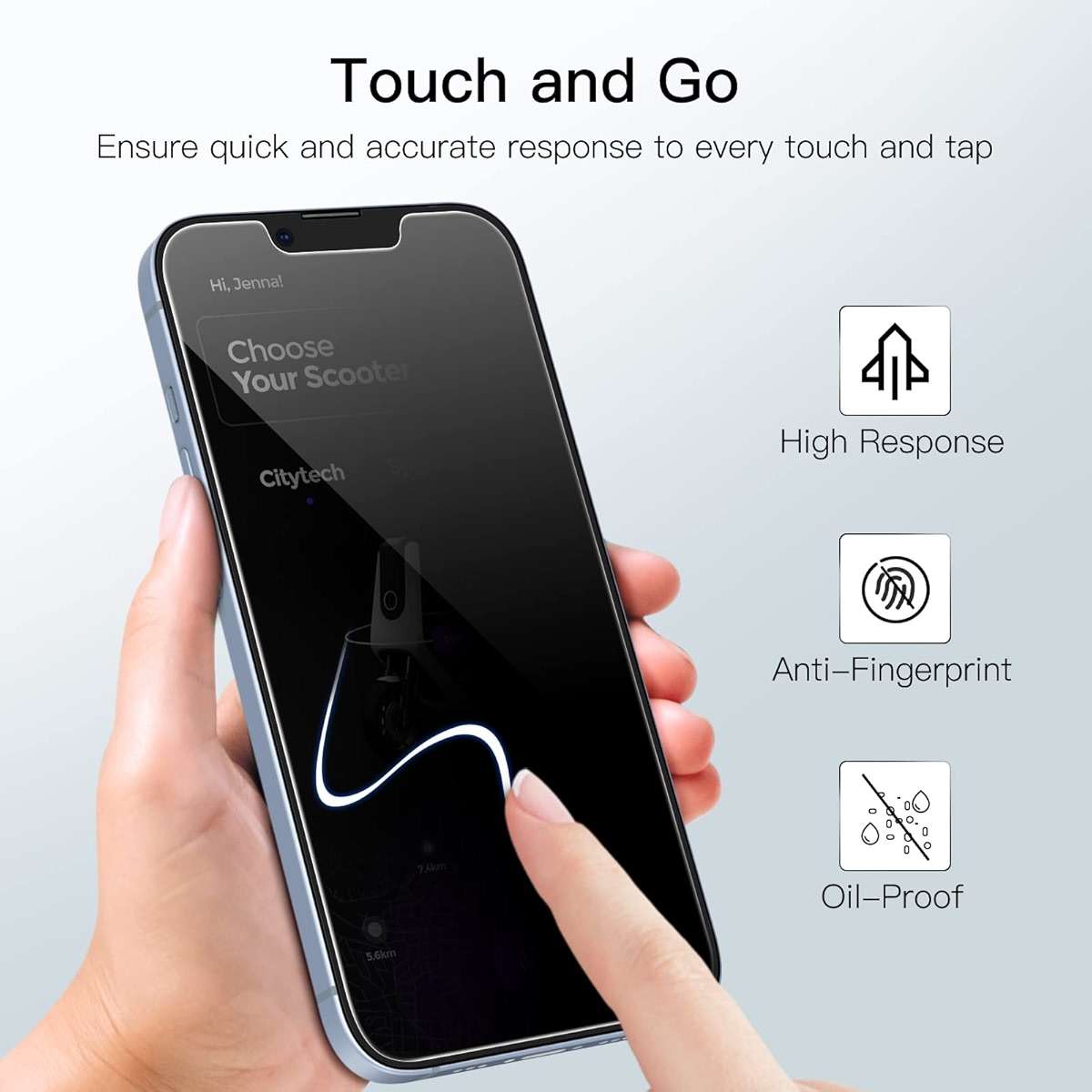 JETech Privacy Screen Protector for iPhone 17e (2026) / iPhone 16e / iPhone 14, Anti Spy Tempered Glass Film, 6.1-Inch Display, 2-Pack - Image 5