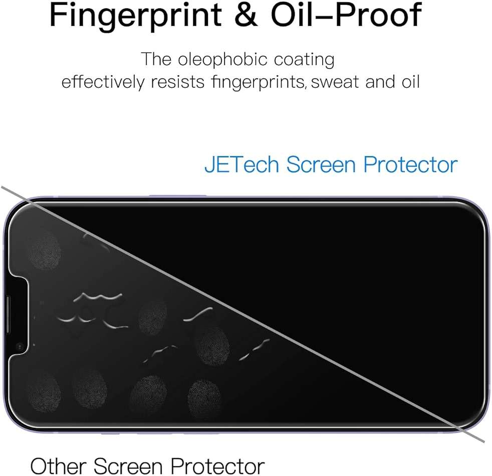 JETech Privacy Screen Protector for iPhone 17e (2026) / iPhone 16e / iPhone 14, Anti Spy Tempered Glass Film, 6.1-Inch Display, 2-Pack - Image 7