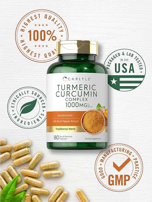 Carlyle Turmeric Curcumin with Black Pepper | 180 Capsules | Turmeric Complex Supplement | Non-GMO, Gluten Free - Image 5