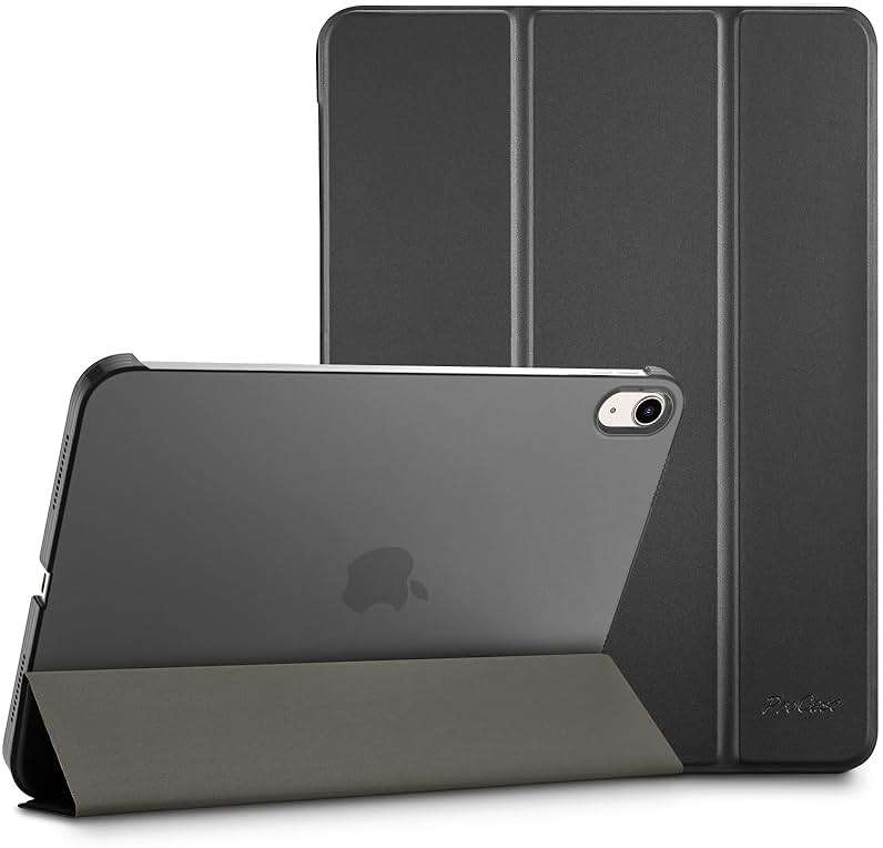 ProCase for iPad (A16) 11th Generation 11 Inch 2025/ iPad 10th Generation 10.9 Inch 2022 Case, Slim Smart Cover with Translucent Hard Shell Back, Supports Touch ID, Auto Wake/Sleep -Black - Image 1