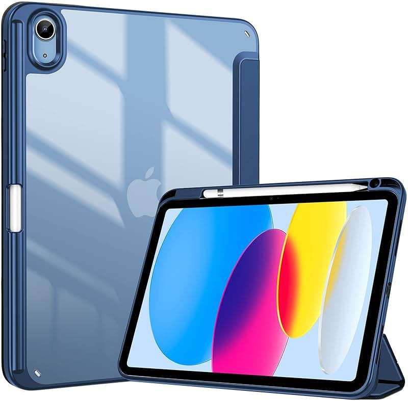 ProCase for iPad (A16) 11th Generation 11 Inch 2025/10th Generation 10.9 Inch 2022 Case with Pencil Holder, Hybrid iPad 11 10 Case with Clear Back, Supports Auto Wake/Sleep -Navy - Image 1