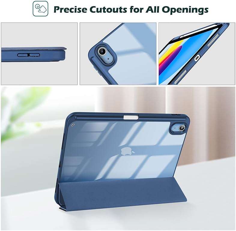 ProCase for iPad (A16) 11th Generation 11 Inch 2025/10th Generation 10.9 Inch 2022 Case with Pencil Holder, Hybrid iPad 11 10 Case with Clear Back, Supports Auto Wake/Sleep -Navy - Image 8