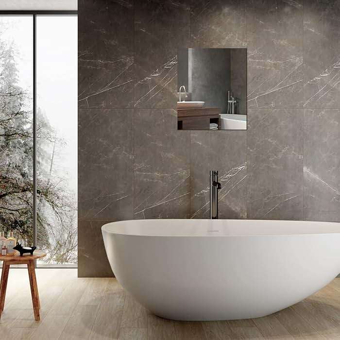 QEEYON 16 x 12'' Glass Wall Mirror Tile Self Adhesive Frameless High Clear Mirror Sheet Wall Decor for Bedroom, Living Room, Bathroom, Home Gym, Hallway, Door etc (1pcs) - Image 2