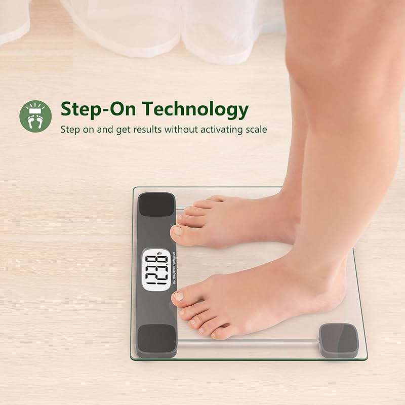ZOETOUCH Scale for Body Weight, Accurate Bathroom Scales, Digital Weighing Machine for People, 400lb Capacity, LCD Display, Step-On Technology, Tempered Glass, Measuring Tape Included - Image 2