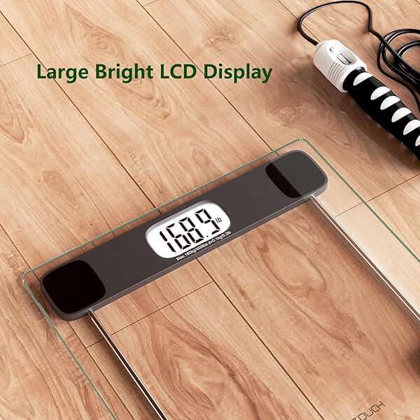 ZOETOUCH Scale for Body Weight, Accurate Bathroom Scales, Digital Weighing Machine for People, 400lb Capacity, LCD Display, Step-On Technology, Tempered Glass, Measuring Tape Included - Image 4
