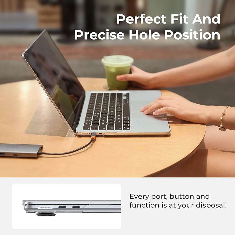 EooCoo Compatible with MacBook Air 13 inch Case M5 2026-2022 M4 M3 M2 Model A3449 A3240 A3113 A2681, Mac Air 13.6 inch Hard Shell & Keyboard Cover & Screen Film & Type-C, Crystal Clear - Image 5