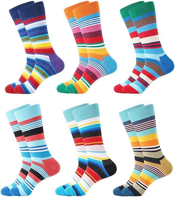 BONANGEL Mens Dress Socks Fun Funny Novelty Colorful Crazy Crew Dress Socks For Men 8-12 - Image 1