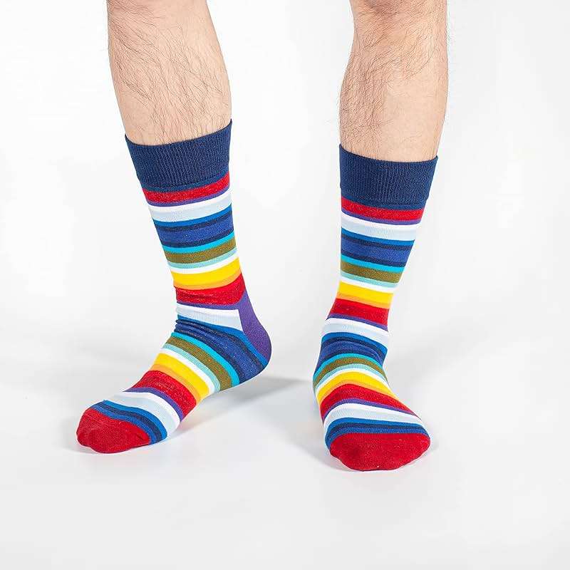 BONANGEL Mens Dress Socks Fun Funny Novelty Colorful Crazy Crew Dress Socks For Men 8-12 - Image 3