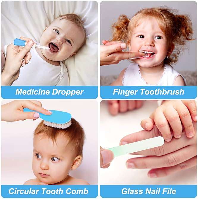 Baby Grooming Kit, Infant Safety Care Set with Hair Brush Comb Nail Clipper Nasal Aspirator,Baby Essentials Kit for Newborn Girls Boys - Image 6