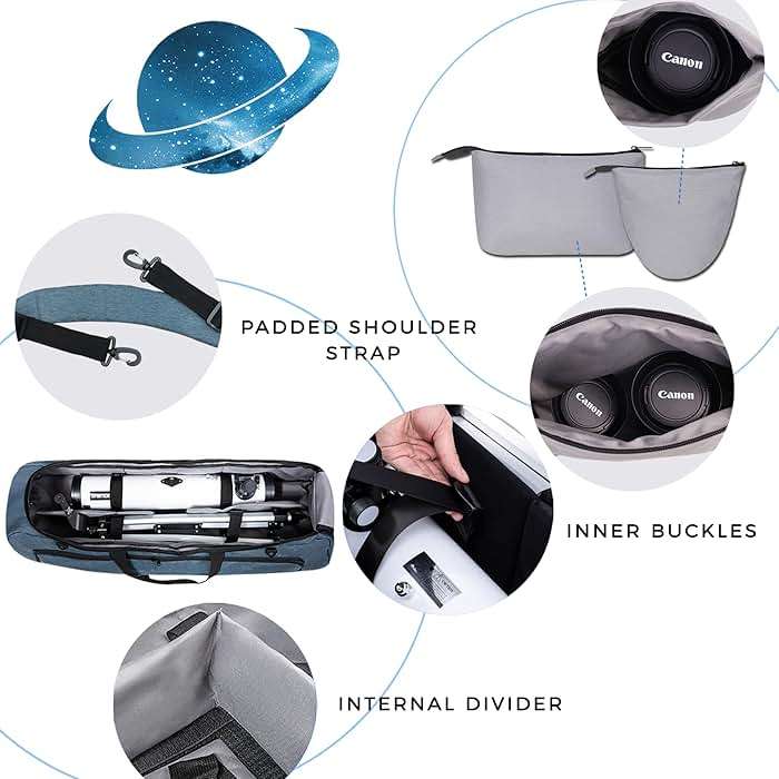 GoHimal Shock-Absorbent Telescope Bag–Multipurpose Telescope Carrying Case with Adjustable Shoulder Strap and Storage & Carrying Case for Accessories for Celestron - Image 4