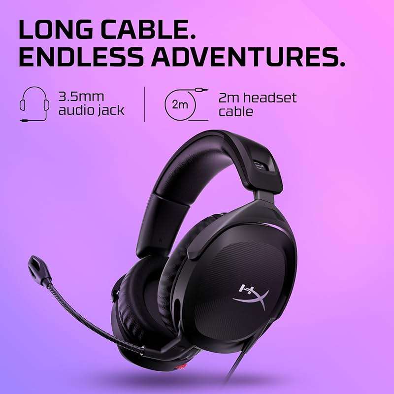 HyperX Cloud Stinger 2 – Gaming Headset, DTS Headphone:X Spatial Audio, Lightweight Over-Ear Headset with mic, Swivel-to-Mute Function, 50mm Drivers, PC Compatible, Black - Image 3