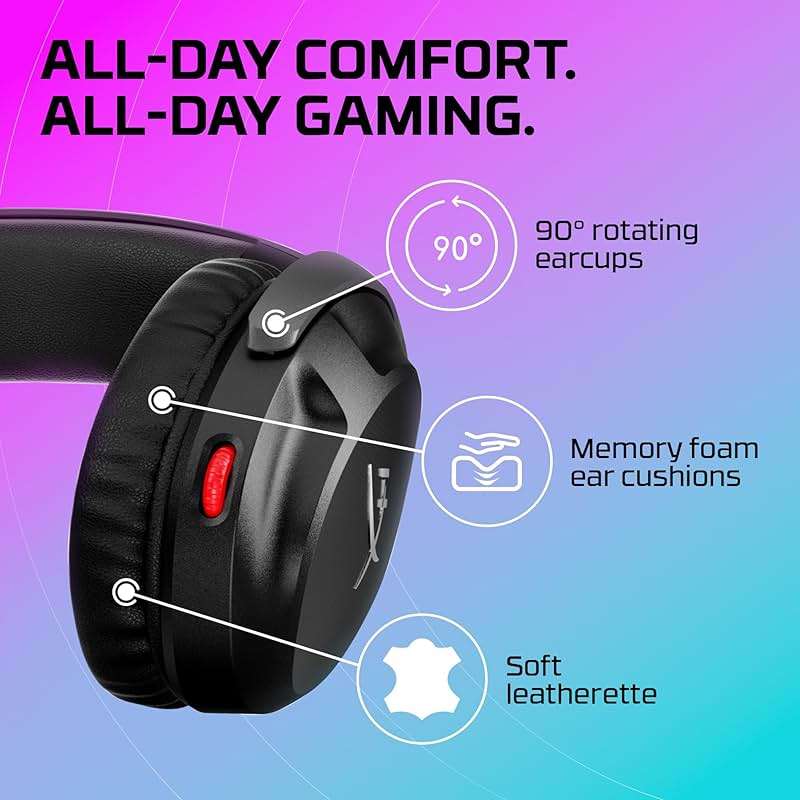 HyperX Cloud Stinger 2 – Gaming Headset, DTS Headphone:X Spatial Audio, Lightweight Over-Ear Headset with mic, Swivel-to-Mute Function, 50mm Drivers, PC Compatible, Black - Image 6