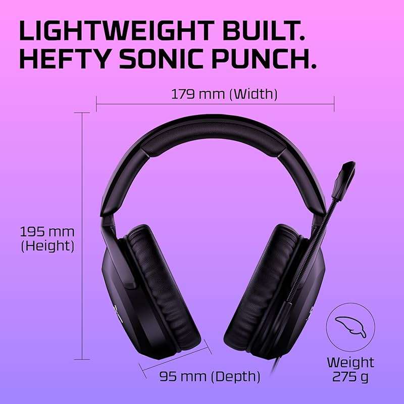 HyperX Cloud Stinger 2 – Gaming Headset, DTS Headphone:X Spatial Audio, Lightweight Over-Ear Headset with mic, Swivel-to-Mute Function, 50mm Drivers, PC Compatible, Black - Image 9