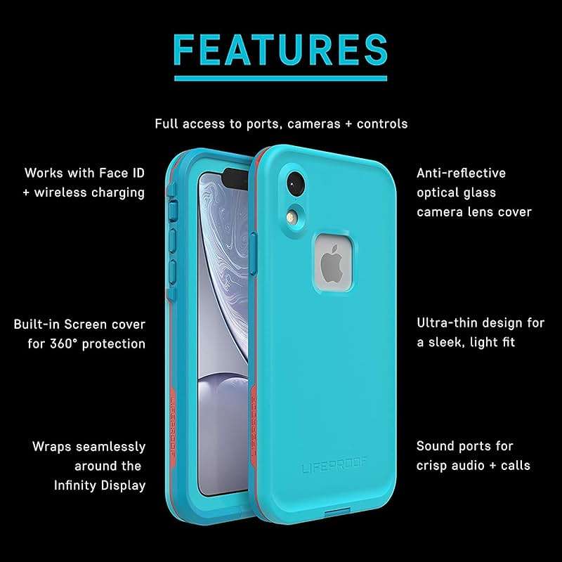 LifeProof FRĒ Series Waterproof Case for iPhone XR (Only) - with Cleaning Cloth - Non-Retail Packaging - Body Surf (Cement/Gargoyle/Hawaiian Ocean) - Image 7