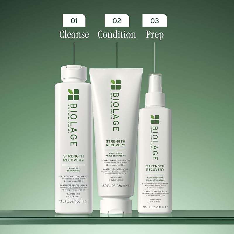Biolage Strength Recovery Shampoo - Reduces Breakage & Detangles, Instantly Strengthens and Moisturizes, For Damaged Hair, With Olive Squalane & Vegan Proteins, Paraben & Mineral Oil-Free - Image 6