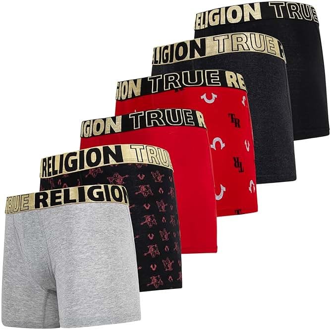 True Religion Mens Boxer Briefs Cotton Stretch Underwear for Men Pack of 6 - Product Image