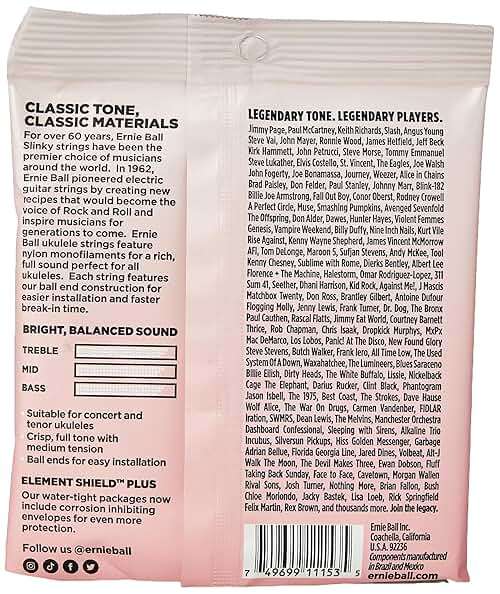 Ernie Ball Concert & Tenor Nylon Ball End Ukulele Strings Wound G, Clear (P02330) - Image 3