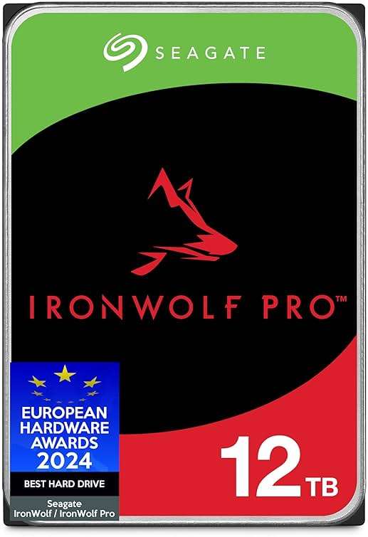 Seagate IronWolf, Pro 12TB, Enterprise Internal NAS HDD – CMR 3.5 Inch, SATA 6GB/s, 7,200 RPM, 256 MB Cache for RAID NAS - Frustration Free Packaging (ST12000NTZ01) - Image 1