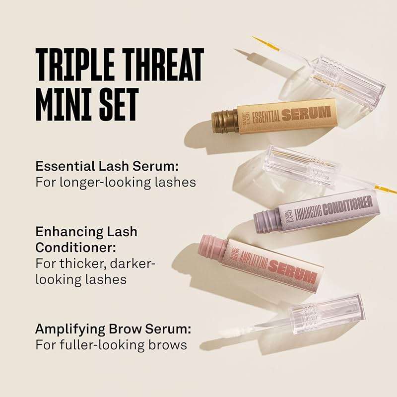 Babe Original Triple Threat Mini Set, Includes Babe Lash Essential Serum & Enhancing Conditioner + Babe Brow Amplifying Serum, 1 mL, 3 Pack - Image 3